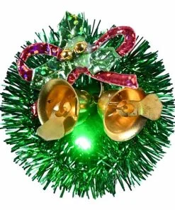 Weihnachtsbrosche mit Glied mit grüner Girlande Durchmesser 4 Zentimeter