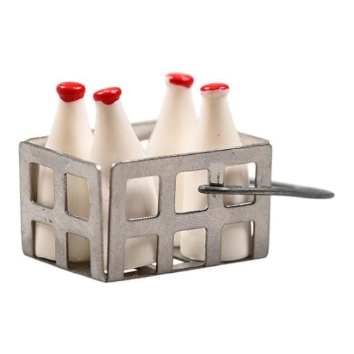 Körbchen und 4 Milchflaschen für Wichtel als Zubehör für die Wichteltür