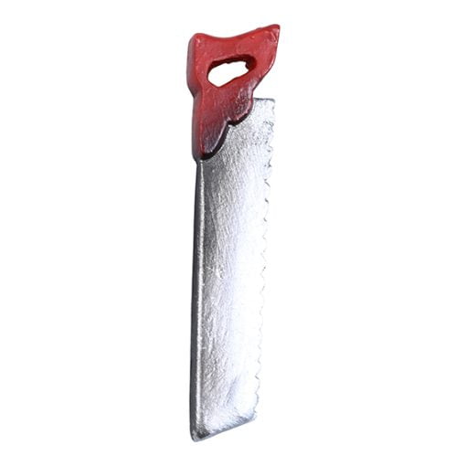 Wichtelsäge in Silber mit rotem Griff Lustiges Accessoire für die Wichteltür