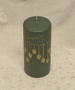 grønt bloklys 6,8 x 15 centimeter med guld tryk og glimmer