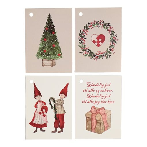 doppelte Geschenkkarten und von und zu Marken im nostalgischen Design und dänischen Weihnachten