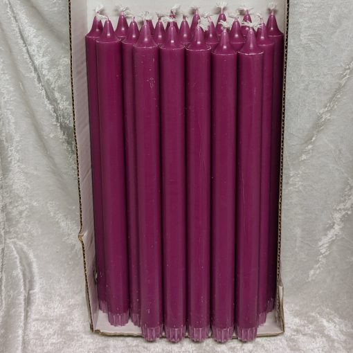 pakke med 20 styk magnolia lilla kronelys 30 centimeter i 100% ren stearin til lysestager