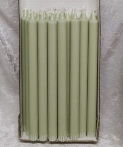 pakke med 20 styk mintgrønne kronelys 30 centimeter i 100% ren stearin til lysestager