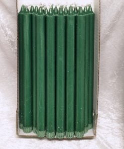 pakke med 20 styk græsgrønne kronelys 30 centimeter i 100% ren stearin til lysestager
