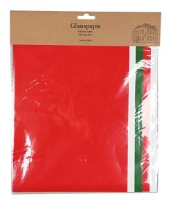 glanspapir med røde grønne og hvide julefarver til kreativ julepynt