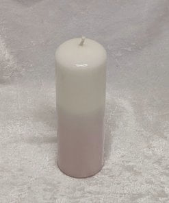 skinnende hvide og lavendel farvet asp holmblad bloklys 4.8 x 15 centimeter