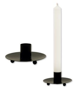 Schwarzer Kerzenständer aus Espen-Stechpalmenblatt für 3-Zentimeter-Kerzen