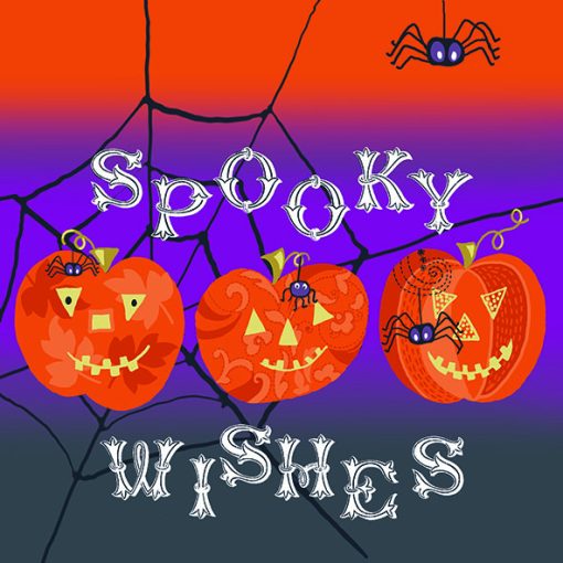 Servietten für gruselige Halloween-Wünsche mit Kürbissen, Spinnweben und Spinnen