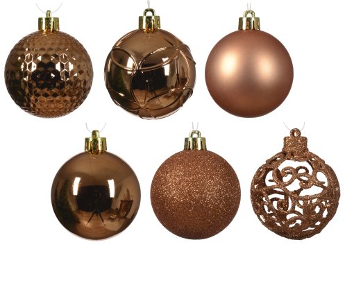Ø6 Kupfer-Weihnachtskugeln aus Kunststoff in verschiedenen Mustern