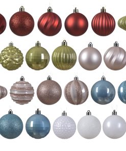 Kunststoff-Weihnachtskugeln im großen Mix in der Farbreihenfolge 30 Stück ø7