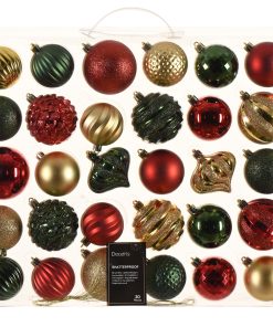 30 styk plastik julekugler ø7 i de tradiotionelle julefarver