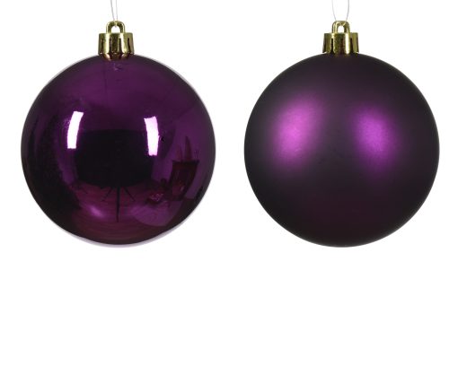 Wunderschöne violette Weihnachtskugeln aus Kunststoff für den Weihnachtsbaum, Durchmesser 4 Zentimeter