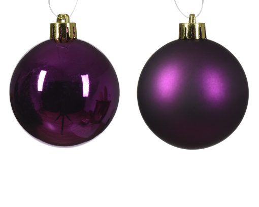 Wunderschöne dunkelviolette Weihnachtskugeln aus Kunststoff für den Weihnachtsbaum mit einem Durchmesser von 6 Zentimetern