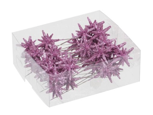 36 Stück 3D-Ministerne aus Kunststoff mit Glitzer auf einer Stecknadel in Rosa 3 Zentimeter