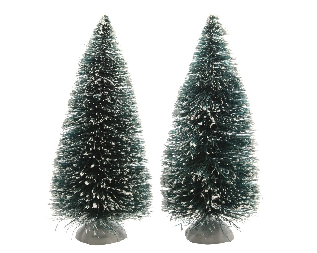 2 Stück 15 Zentimeter hohe künstliche Weihnachtsbäume mit Schnee für Weihnachtslandschaften