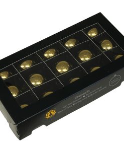 15 styk blanke guld glas julekugler med en diameter på 40 millimeter