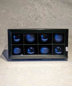 8 Stück matt- und glänzend blaue Glas-Weihnachtskugeln mit einem Durchmesser von 80 Millimetern