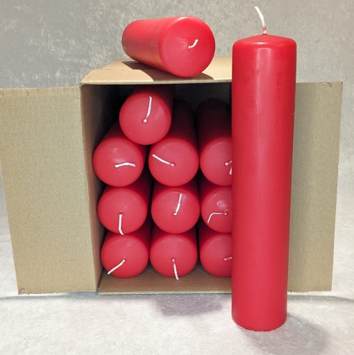12 Stück rote Blockkerzen für Piet-Hein-Kerzenhalter von 5 x 25 Zentimetern