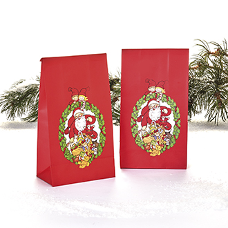 rote Geschenktüte im Format 28 x 15 Zentimeter für Weihnachtsgeschenke