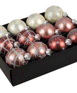 12 styk julekugler glas mix 3 ø75 dekoration med blandet mønster