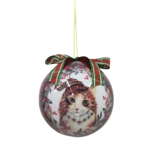 Weihnachtskugel mit Tiermotiv einer langhaarigen Katze für Tierliebhaber