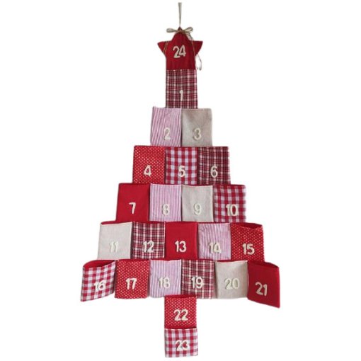 Weihnachtskalender für Kalendergeschenke in Form eines Weihnachtsbaums mit Taschen für die Pakete
