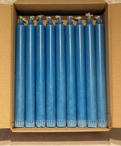 18 styk azurblå stagelys i ren stearin 24 centimeter flotte kronelys