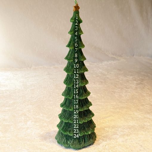 Kalenderkerze in Form eines 28 Zentimeter großen Weihnachtsbaums