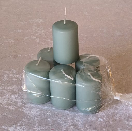 6 Stück Kerzen, kleine antike grüne Briefumschlagkerzen 4 x 6 Zentimeter