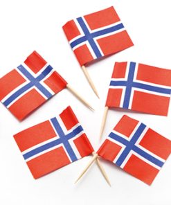 50 Stück norwegische Papierfahnen von 4 Zentimetern