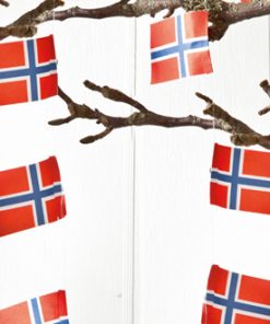 2 Stück norwegische Flaggenreben mit einer Länge von zwei Metern für Partys und am Weihnachtsbaum