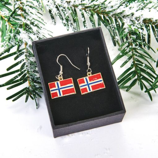 Ohrringe mit der norwegischen Flagge aus Metall als Geschenk für Mädchen