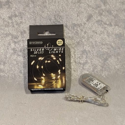 mini wire lights sølv lyskæde 10 led på 90 centimeter