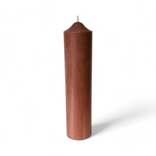 braune Blockkerze aus reinem Kerzenwachs mit den Maßen 7 x 30 Zentimeter