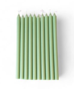 10 styk lys grøn kertelys ø1,2 centimeter er elegante stearinlys  i 100% ren stearin